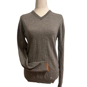 Kjus ladies 12‎ gray grey wool golf V-neck sweater outdoors layer READ FOR SIZE